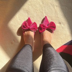 Pink velvet bowl sandals with crystal size 40 new without box